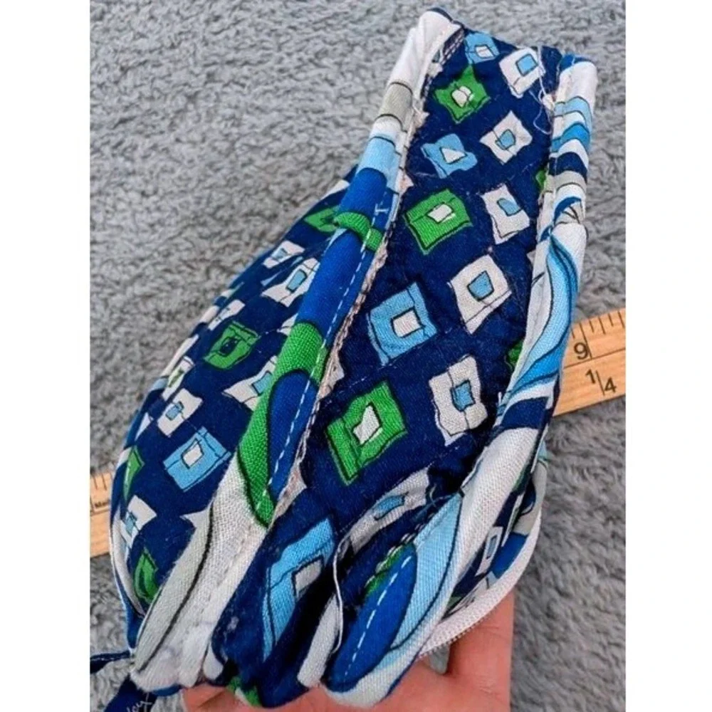 Vera Bradley Mediterranean White Quilted Cotton Zip Wristlet - Made in USA
